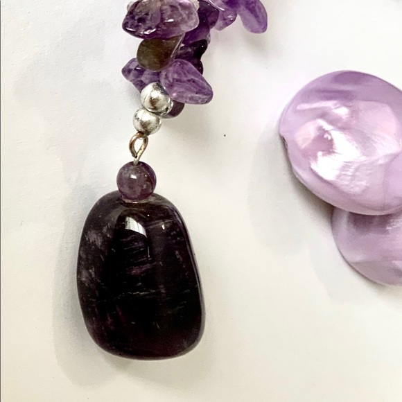 Vintage Amethyst & Citrine Necklace Vintage Clip Back Earrings - Picture 6 of 10